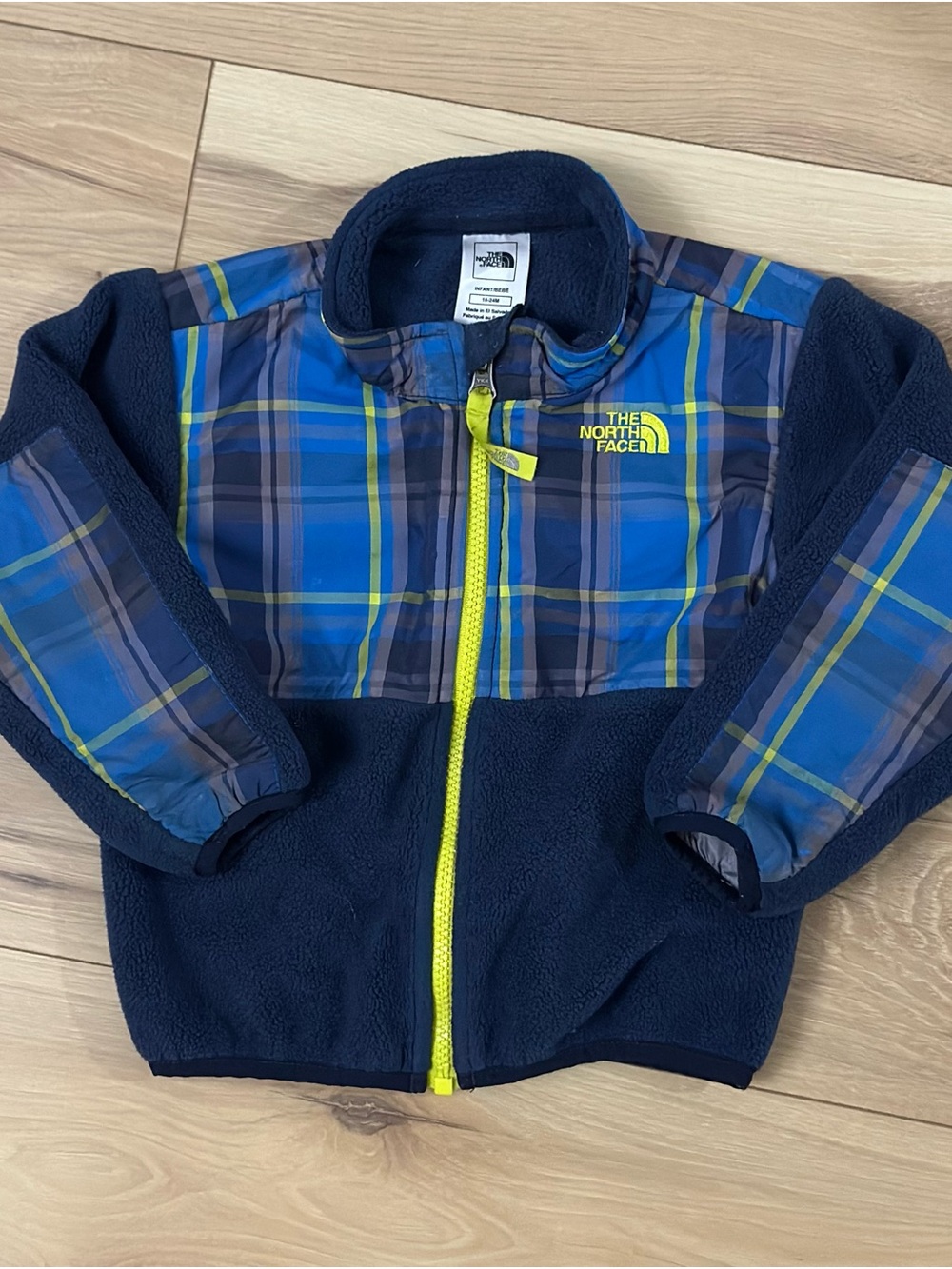 The North Face Infant Denali Fleece Jacket Plaid Blue 18-24M
